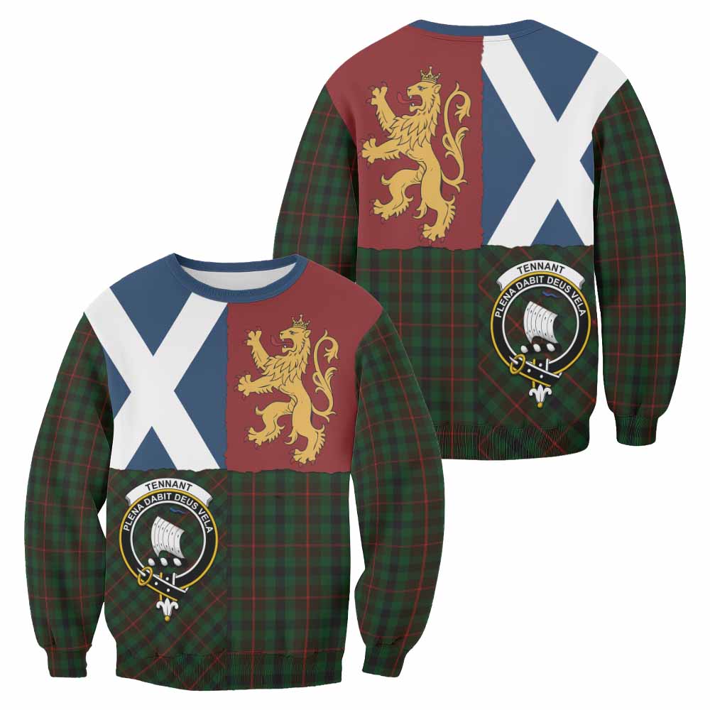 Tennant Crest Tartan Sweatshirt with Lion Rampant Saltire Style