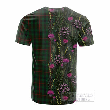 Tennant Family Crest Tartan Cotton T-shirt Scottish Thistle Flower Pattern Half Style - Tartan Vibes Clothing