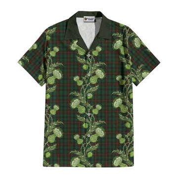 Tennant Tartan Cotton Hawaiian Shirt Seamless Scottish Thistle Flowers