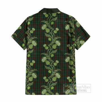Tennant Tartan Cotton Hawaiian Shirt Seamless Scottish Thistle Flowers