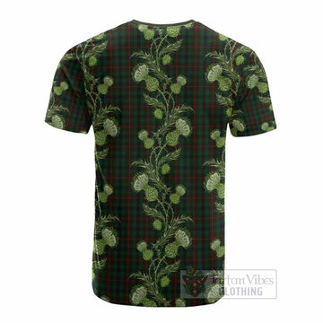 Tennant Tartan Cotton T-shirt Seamless Scottish Thistle Flowers