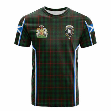 Tennant Tartan Crest Cotton T-shirt Scotland Coat of Arm Flag Style - Tartan Vibes Clothing
