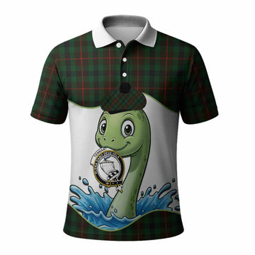Tennant Tartan Crest Cute Nessie Polo Shirt Scottish Loch Ness Monster