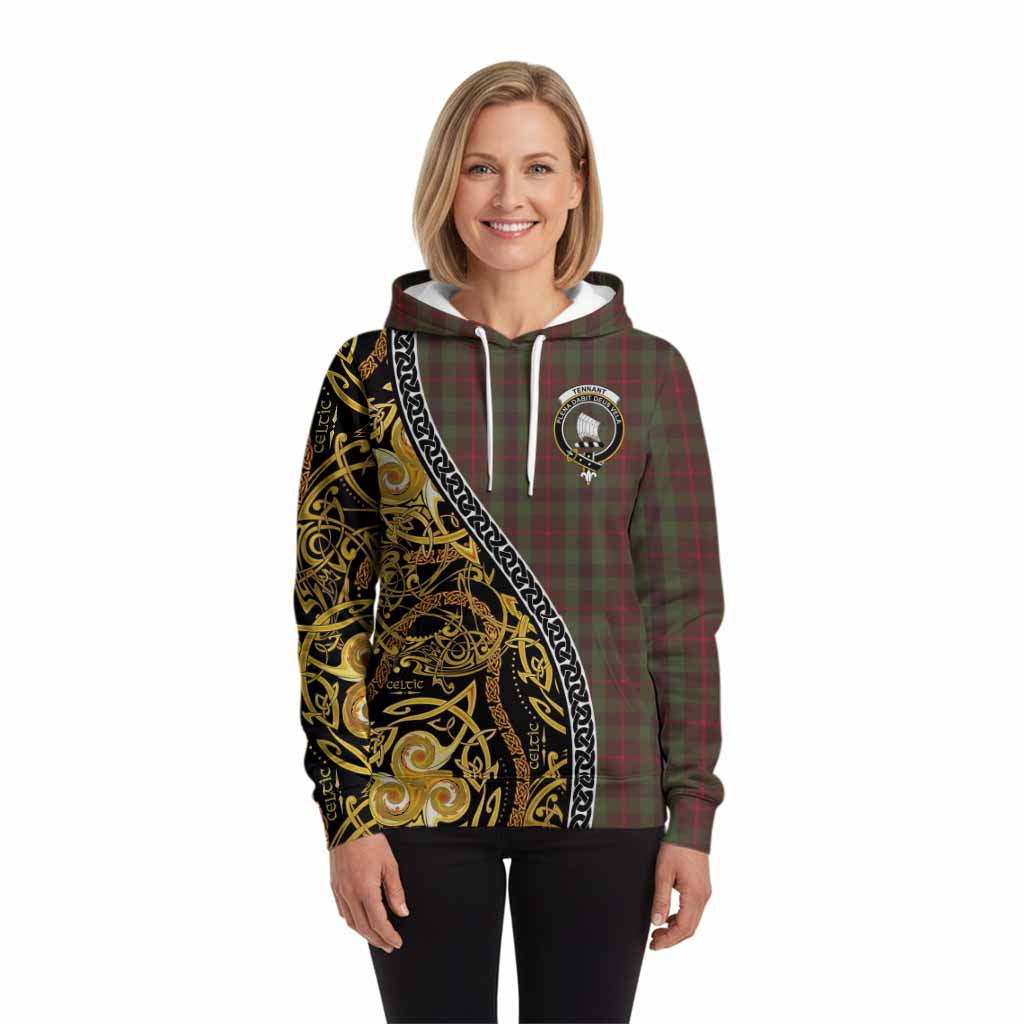Tennant Tartan Crest Hoodie Celtic Knot and Triple Trickle Spiral Symbols
