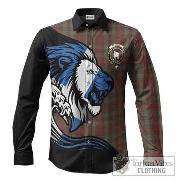Tennant Tartan Crest Long Sleeve Button Shirts Scottish Golden Lions Wave Flow