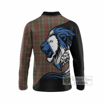 Tennant Tartan Crest Long Sleeve Polo Shirt Scottish Golden Lions Wave Flow