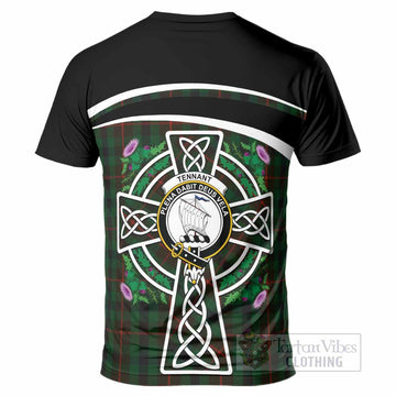 Tennant Tartan Crest T-Shirt Scottish Thistle Celtic Cross Alba Gu Brath
