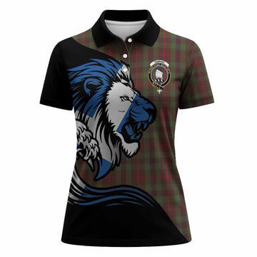 Tennant Tartan Crest Women Polo Shirt Scottish Golden Lions Wave Flow