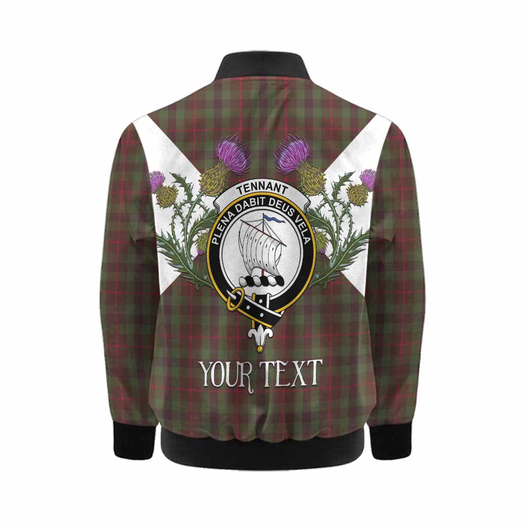 Tennant Tartan Family Crest Kid Bomber Jacket Scottish Burns Night Thistle Floral