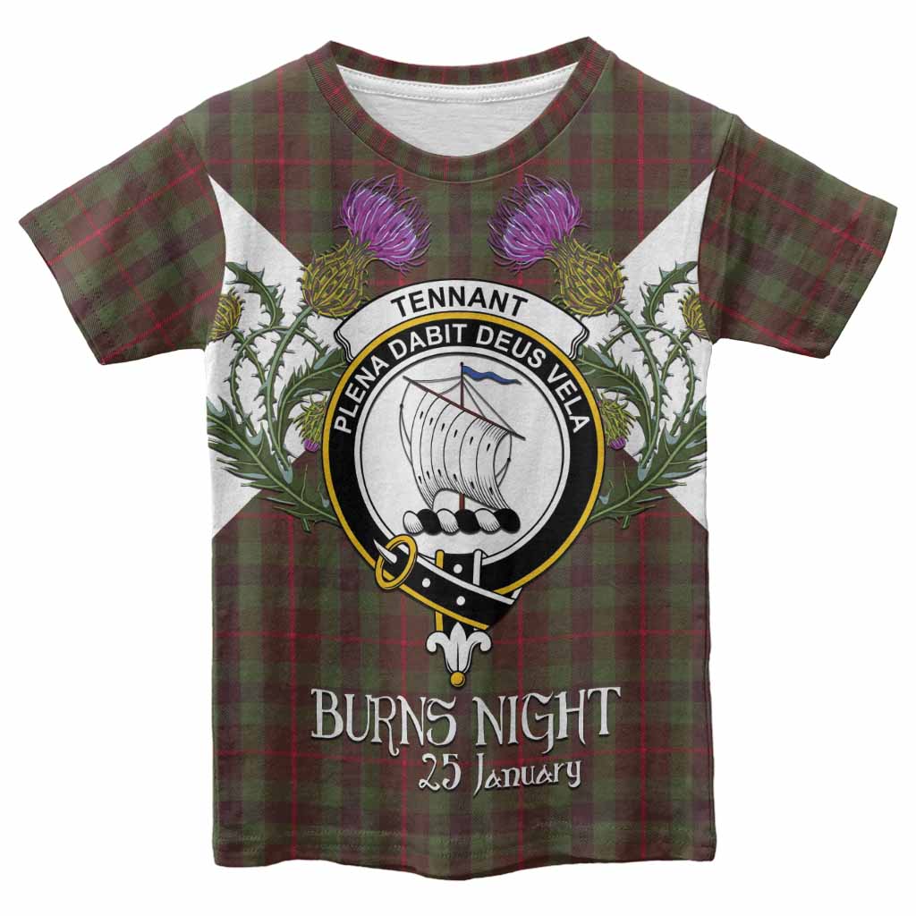 Tennant Tartan Family Crest Kid T-shirt Scottish Burns Night Thistle Floral