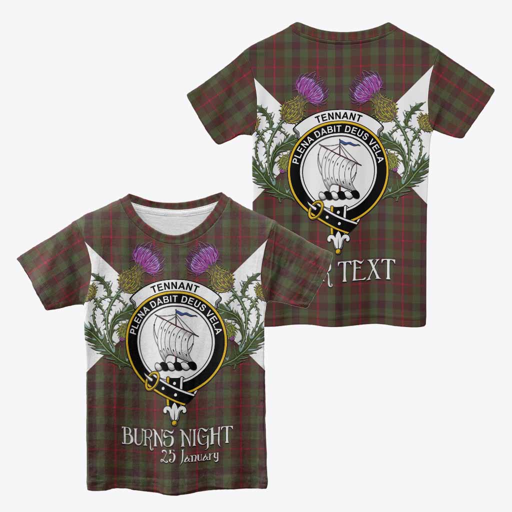 Tennant Tartan Family Crest Kid T-shirt Scottish Burns Night Thistle Floral
