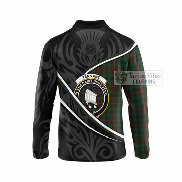 Tennant Tartan Family Crest Long Sleeve Polo Shirt Celtic Scottish Thistle Floral - Tartan Vibes Clothing