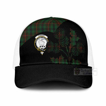 Tennant Tartan Family Crest Mesh Trucker Cap Scotland Thistle Floral Flag Style
