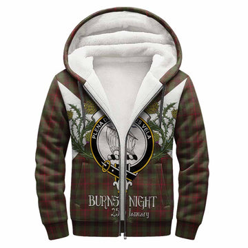 Tennant Tartan Family Crest Sherpa Hoodie Scottish Burns Night Thistle Floral