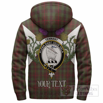 Tennant Tartan Family Crest Sherpa Hoodie Scottish Burns Night Thistle Floral