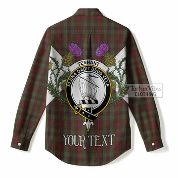 Tennant Tartan Family Crest Women Casual Shirt Scottish Burns Night Thistle Floral