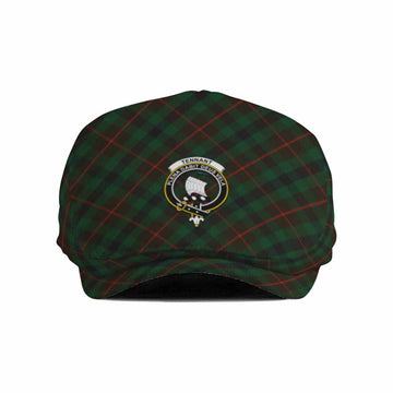 Tennant Tartan Flat Cap, Jeff Cap Cross Style with Family Crest