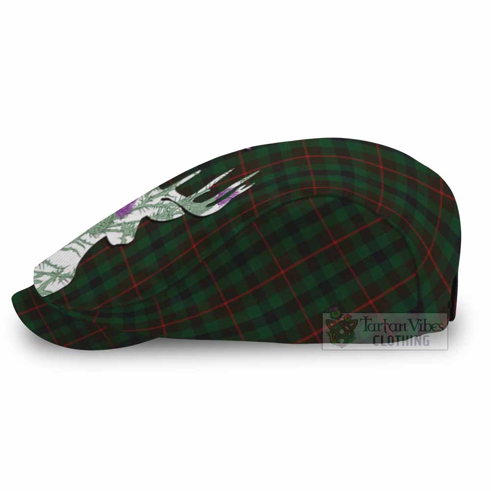 Tennant Tartan Flat Cap, Jeff Cap Scottish Stag Thistle Floral Art