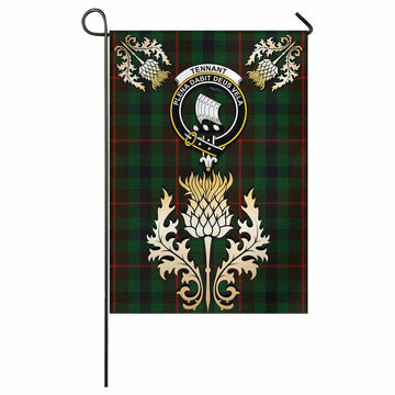 Tennant Tartan Garden Flag with Golden Regal Scottish Thistle Emblem - Tartan Vibes Clothing