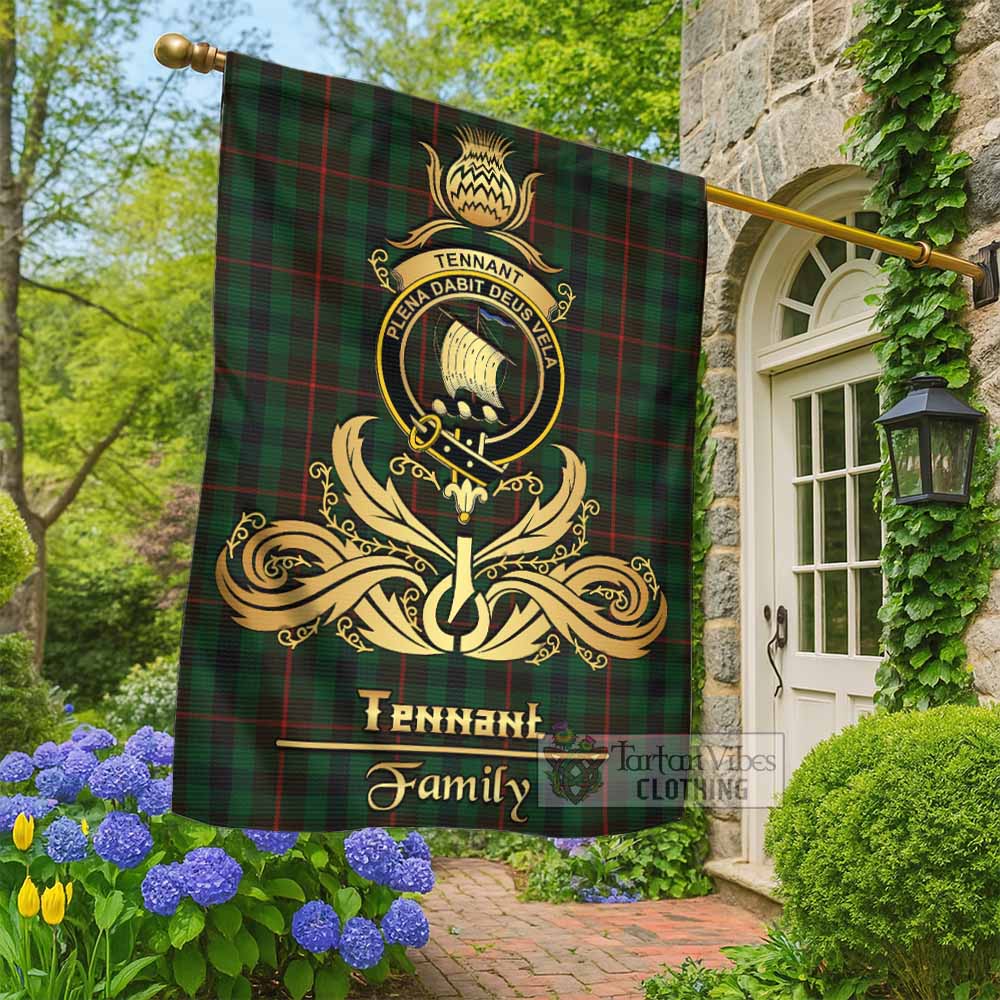 Tennant Tartan Garden Flag with Highland Thistle Cherish Family Crest Style - Tartan Vibes Clothing