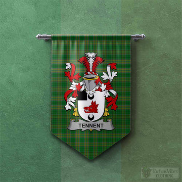 Tennent Irish Clan Tartan Gonfalon, Tartan Banner with Coat of Arms