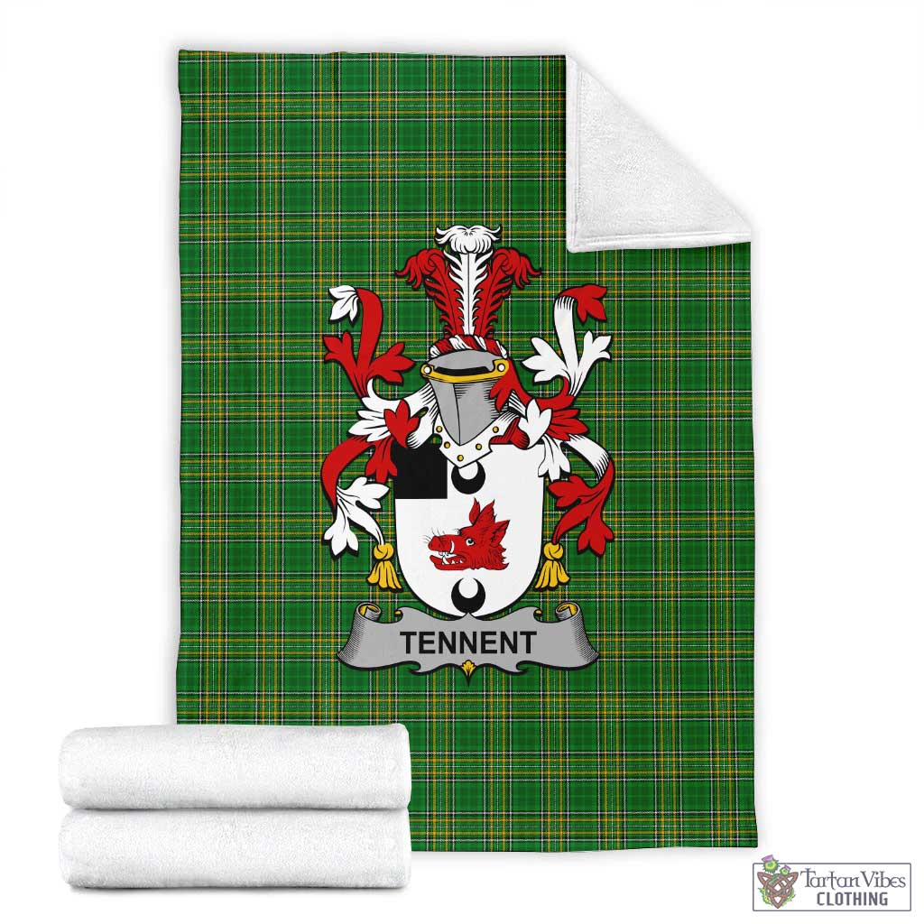 Tennent Irish Clan Tartan Blanket with Coat of Arms X-Large 59 x 79 inches 150 x 200 cm - Tartan Vibes Clothing