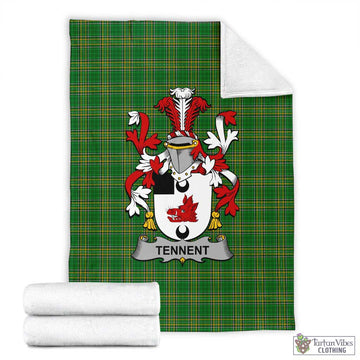 Tennent Irish Clan Tartan Blanket with Coat of Arms X-Large 59 x 79 inches 150 x 200 cm - Tartan Vibes Clothing