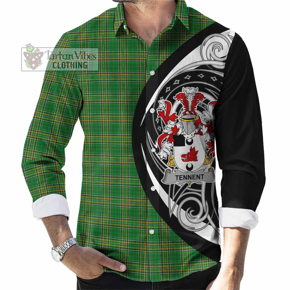Tartan Vibes Clothing Tennent Irish Clan Long Sleeve Button Shirt Celtic Circle Style