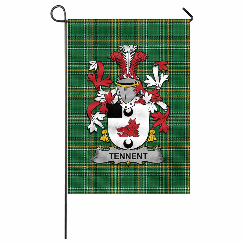Tennent Irish Clan Tartan Flag with Coat of Arms