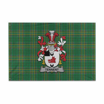 Tennent Irish Clan Tartan House Flag with Coat of Arms