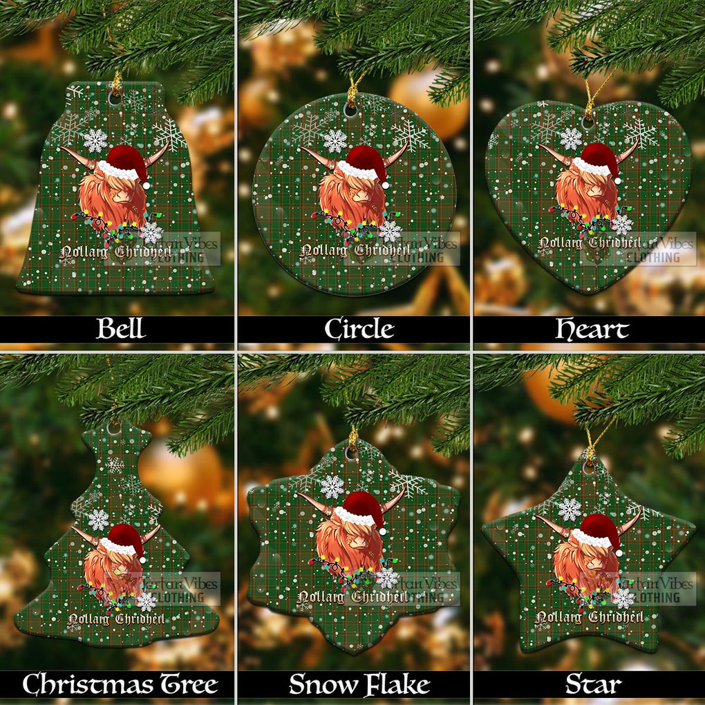 Terry Tartan Christmas Ceramic Ornaments with Twinkle Highland Cattle Ceramic - Tartan Vibes Clothing