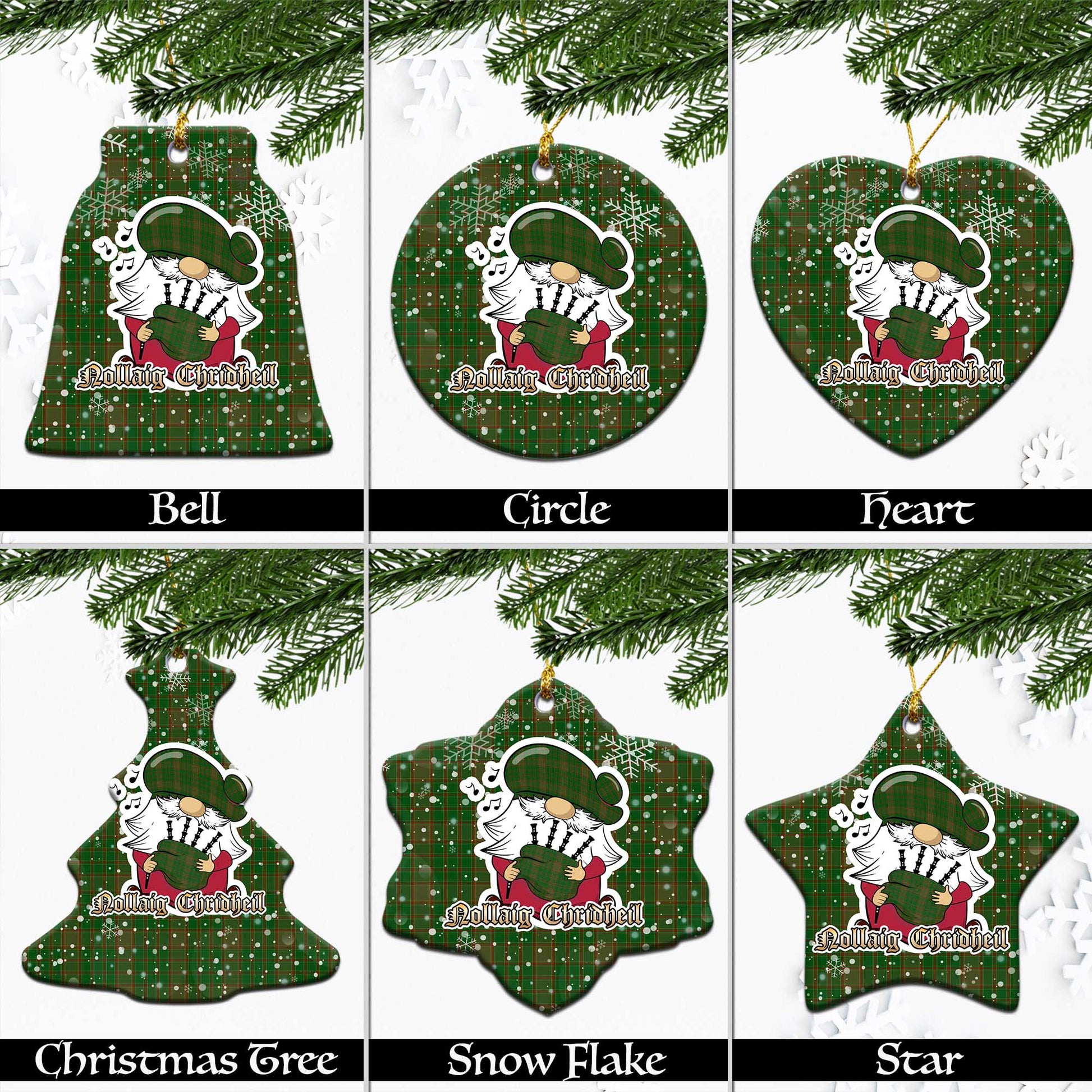 Terry Tartan Christmas Ceramic Ornaments with Scottish Gnome Playing Bagpipes Ceramic - Tartan Vibes Clothing