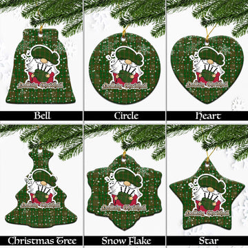 Terry Tartan Christmas Ornaments with Scottish Gnome Playing Bagpipes