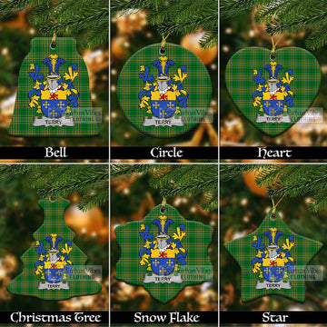Terry Irish Clan Tartan Christmas Ceramic Ornament with Coat of Arms Ceramic - Tartan Vibes Clothing