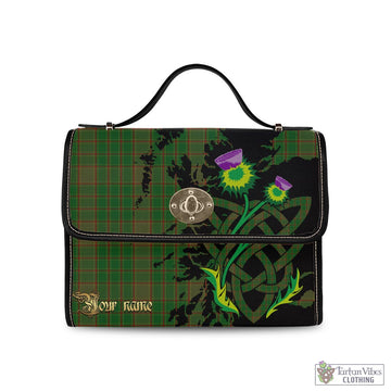 Terry Tartan Waterproof Canvas Bag with Scotland Map and Thistle Celtic Accents