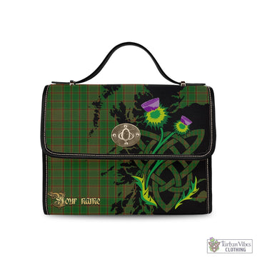 Tartan Vibes Clothing Terry Tartan Waterproof Canvas Bag with Scotland Map and Thistle Celtic Accents