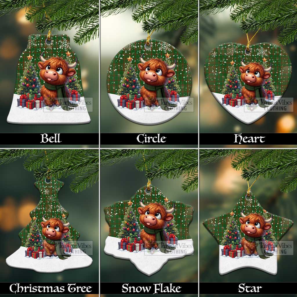 Terry Tartan Christmas Ceramic Ornament with Adorable Highland Coo Ceramic - Tartan Vibes Clothing