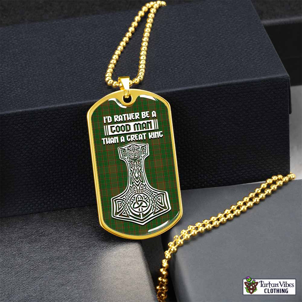 Terry Tartan Dog Tag Necklace Viking Mjolnir Style Gold No - Tartan Vibes Clothing