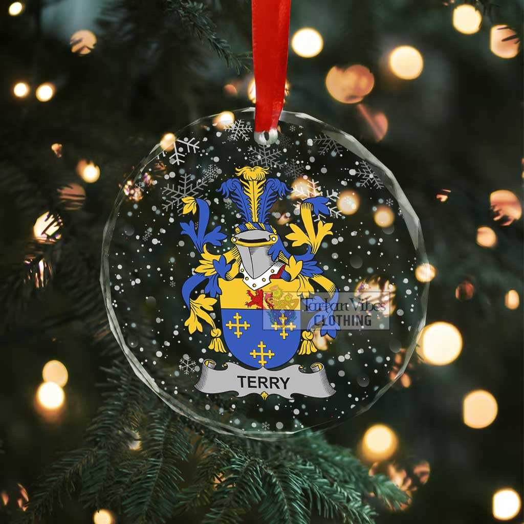 Terry Irish Clan Christmas Glass Ornament with Coat of Arms - 2D-tartanvibesclothing