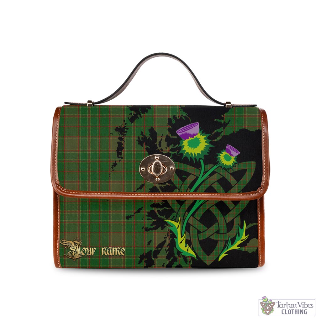 Tartan Vibes Clothing Terry Tartan Waterproof Canvas Bag with Scotland Map and Thistle Celtic Accents