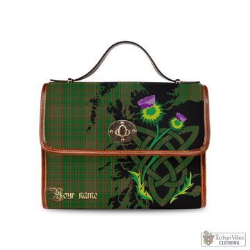 Tartan Vibes Clothing Terry Tartan Waterproof Canvas Bag with Scotland Map and Thistle Celtic Accents