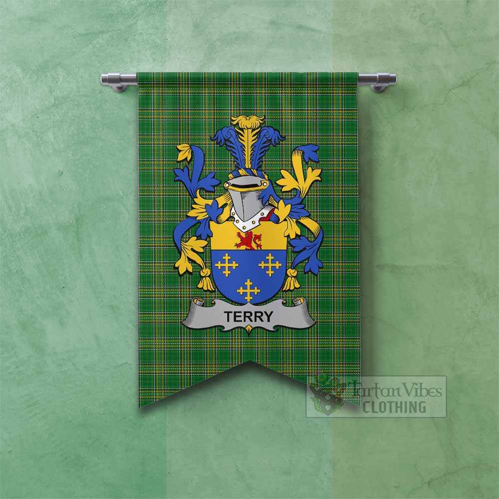 Terry Irish Clan Tartan Gonfalon, Tartan Banner with Coat of Arms Fishtail - Tartan Vibes Clothing