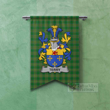 Terry Irish Clan Tartan Gonfalon, Tartan Banner with Coat of Arms Fishtail - Tartan Vibes Clothing