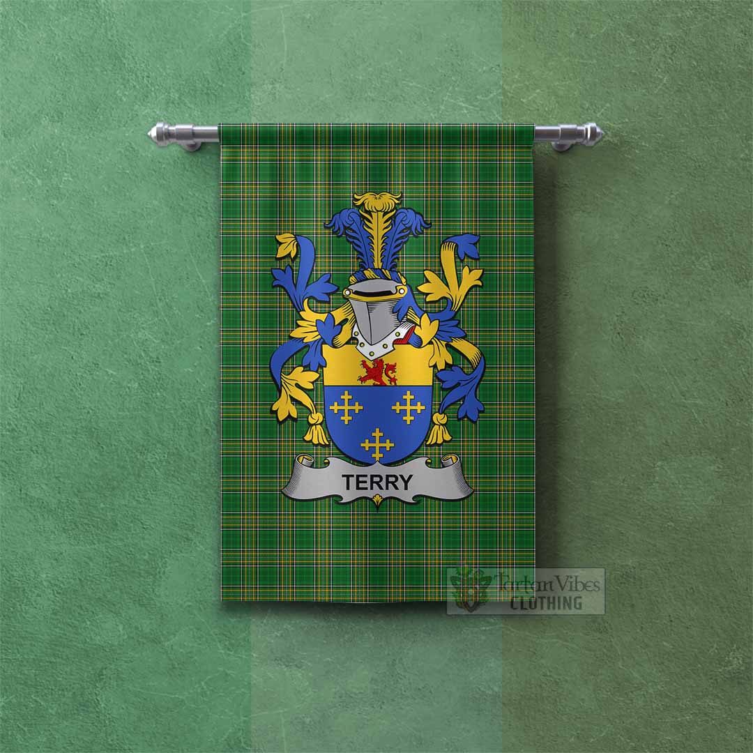 Terry Irish Clan Tartan Gonfalon, Tartan Banner with Coat of Arms Rectangle - Tartan Vibes Clothing
