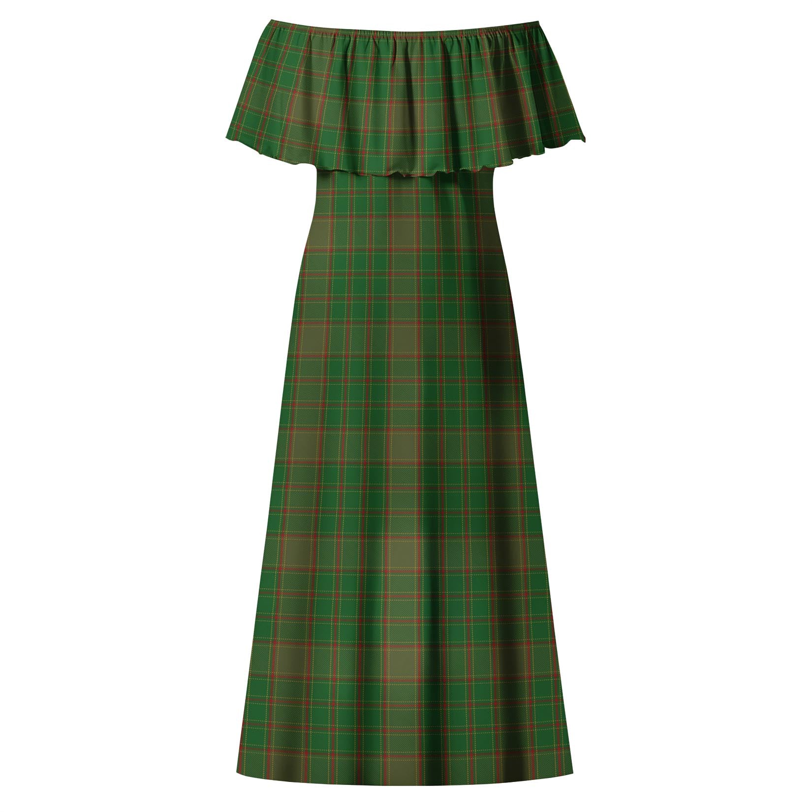 Terry Tartan Off Shoulder Long Dress - Tartan Vibes Clothing