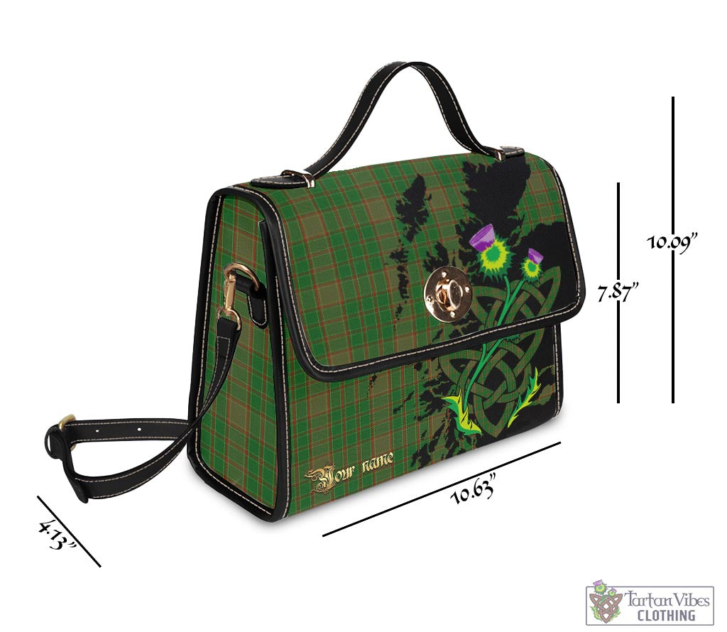 Tartan Vibes Clothing Terry Tartan Waterproof Canvas Bag with Scotland Map and Thistle Celtic Accents