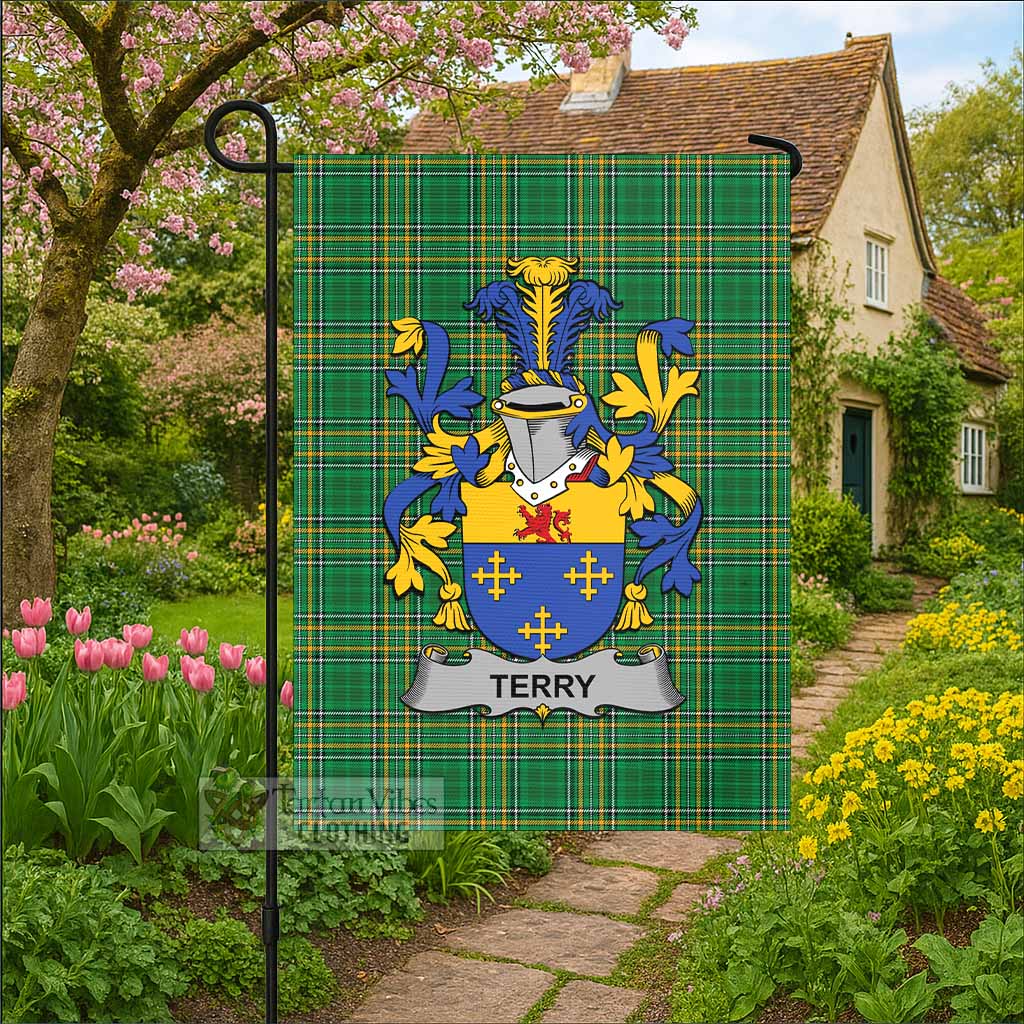 Terry Irish Clan Tartan Flag with Coat of Arms