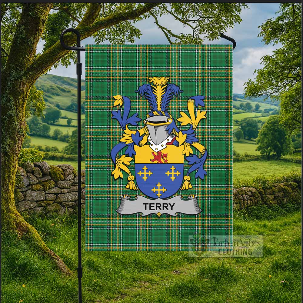 Terry Irish Clan Tartan Flag with Coat of Arms
