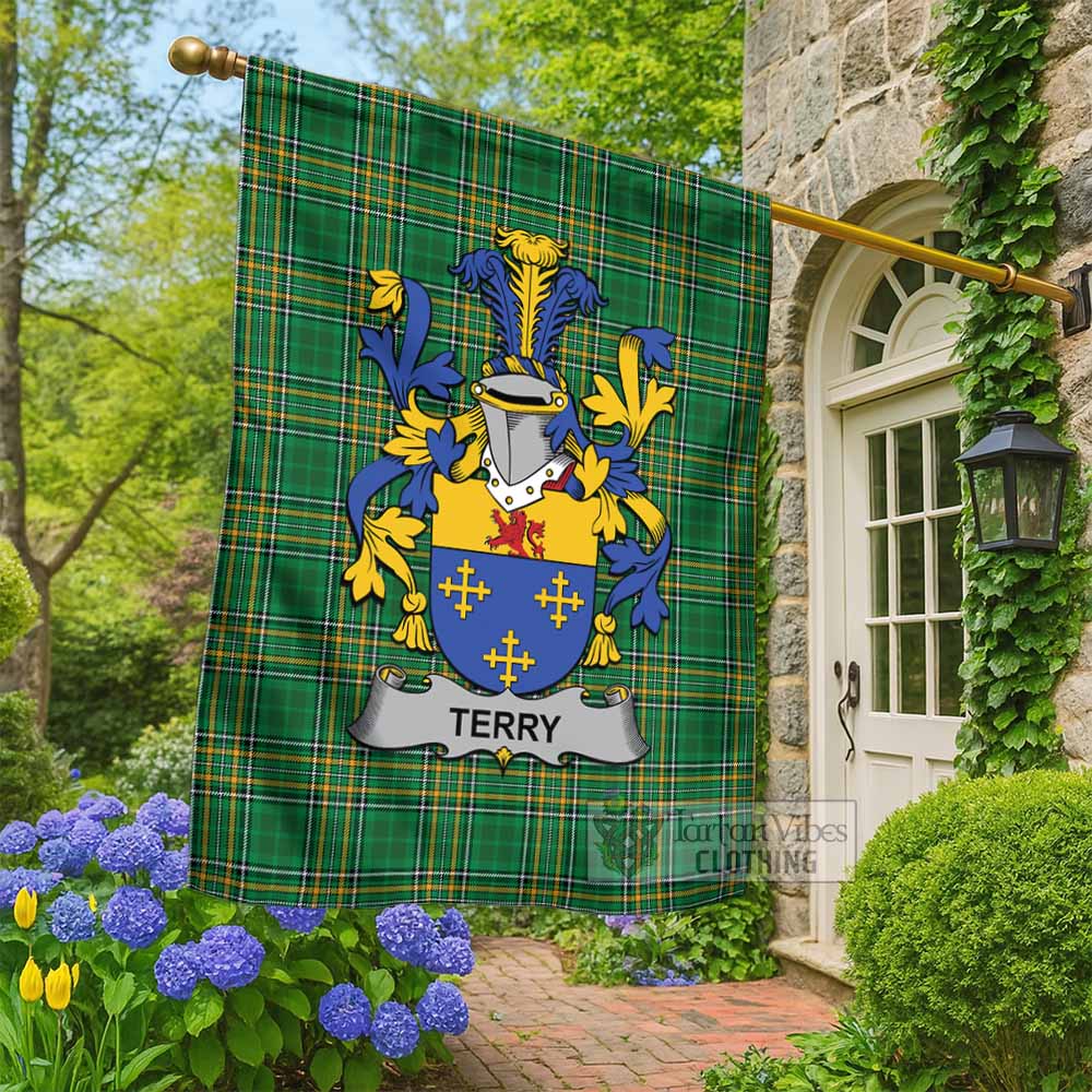 Terry Irish Clan Tartan Flag with Coat of Arms