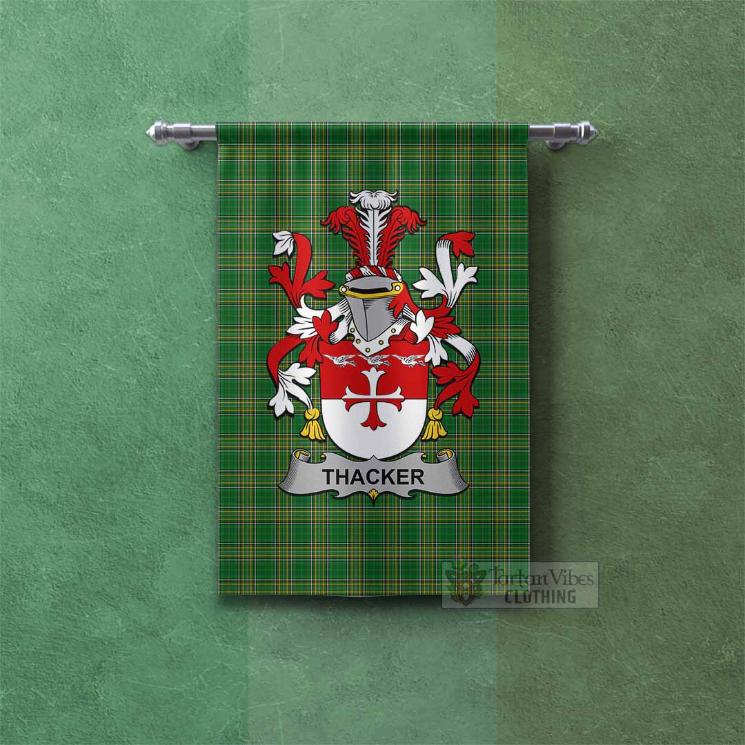 Thacker Irish Clan Tartan Gonfalon, Tartan Banner with Coat of Arms Rectangle - Tartan Vibes Clothing
